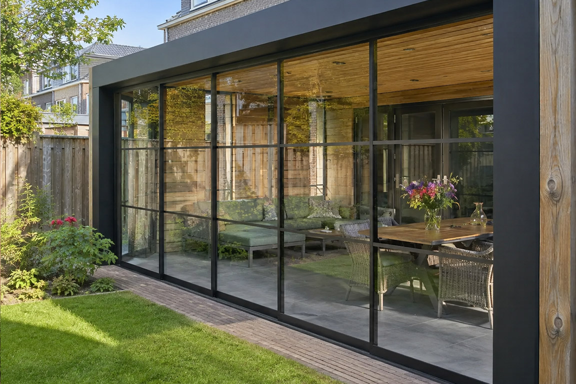 Glazen schuifwand met steellook 4 Glazen schuifwand met steellook - Afbeelding 4