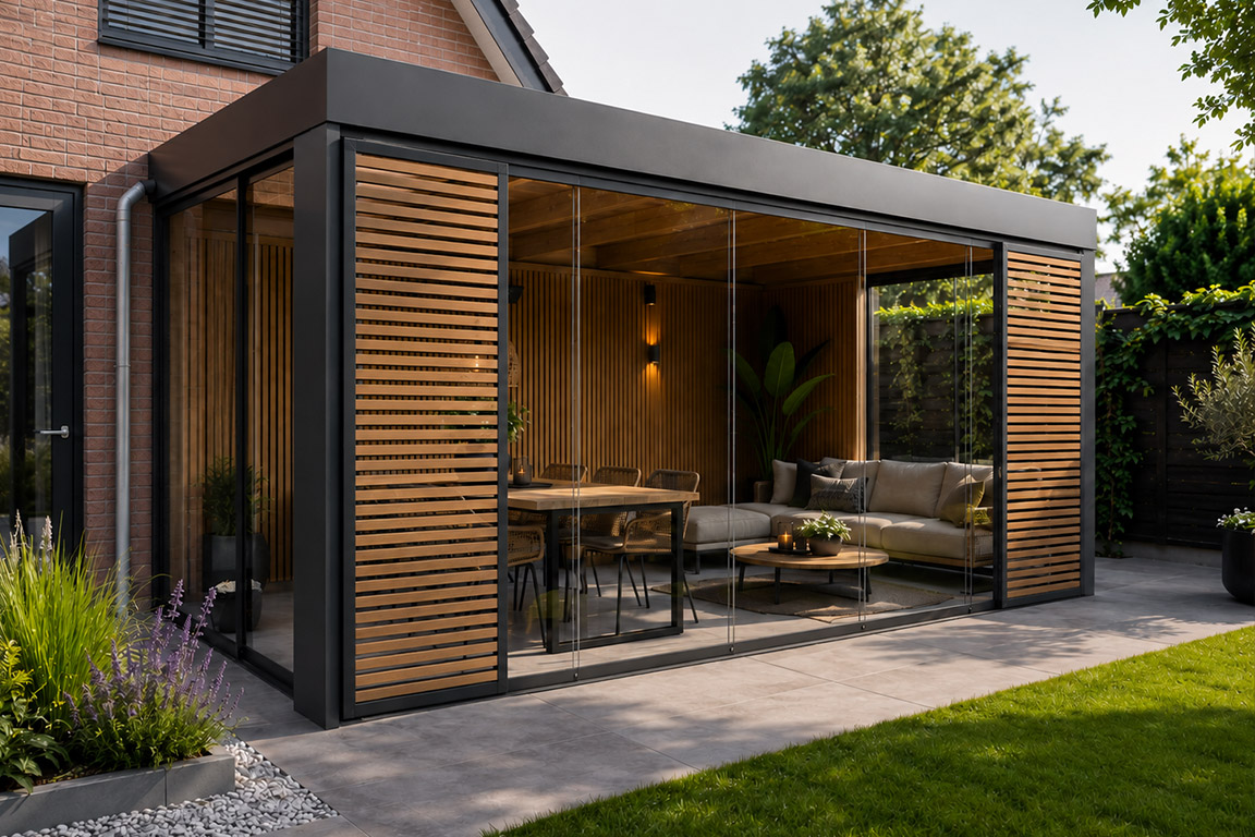 Glazen schuifwand met louvrepanelen 10 Glazen schuifwand met louvrepanelen - Afbeelding 10
